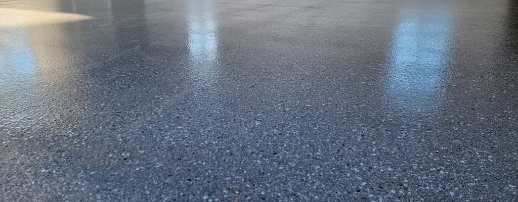 Concrete floor coating in a garage.