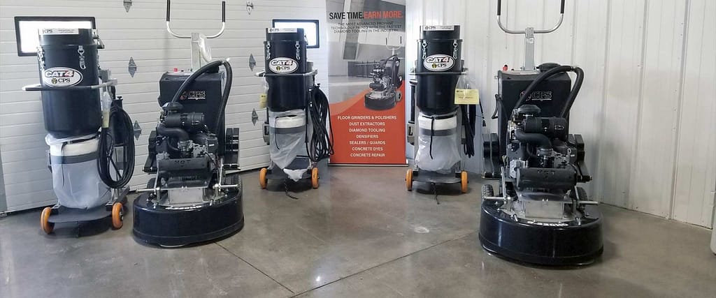 Grinders, polishers, dust extractors and other concrete floor equipment.