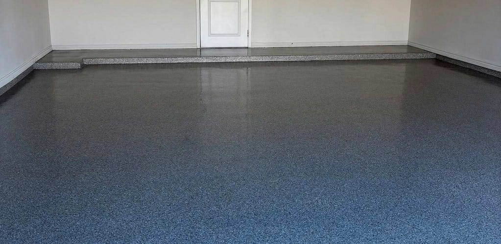 Garage floor with a concrete coating.