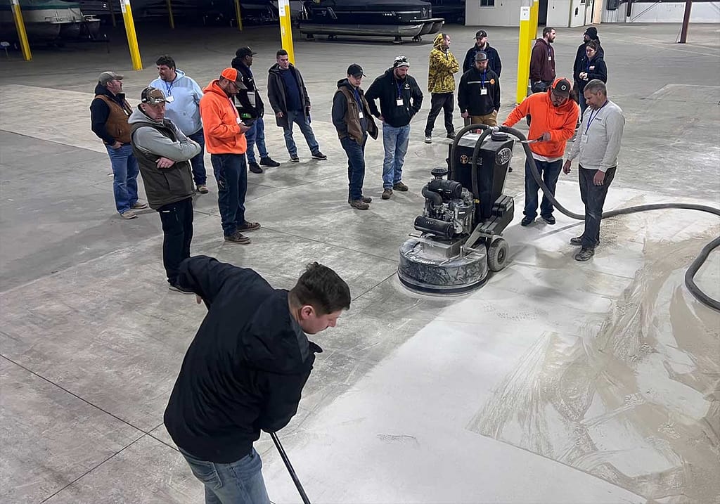Concrete grinding training session interactive demonstration