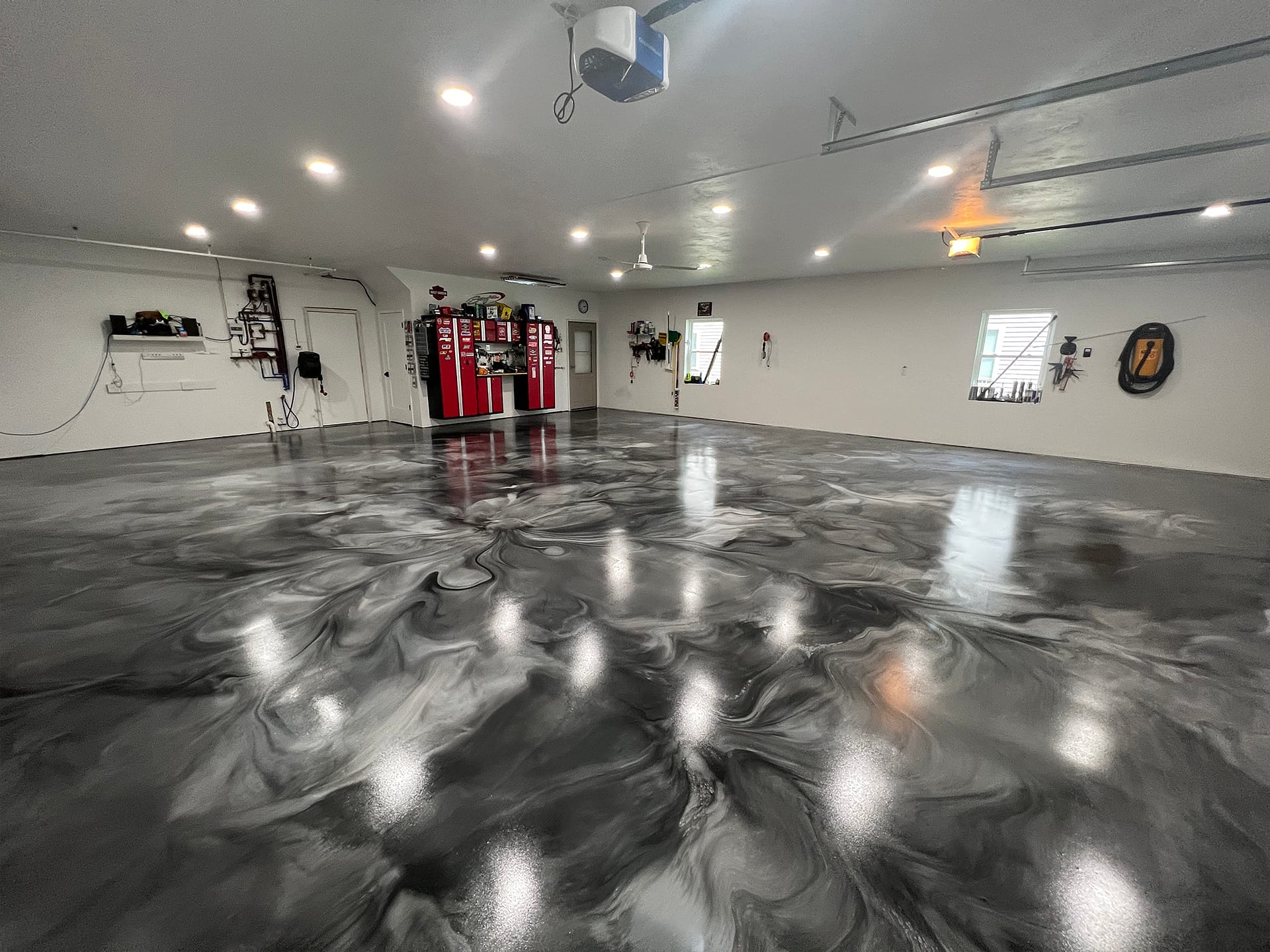 Concrete Floor after applying Metallic Epoxy Coatings