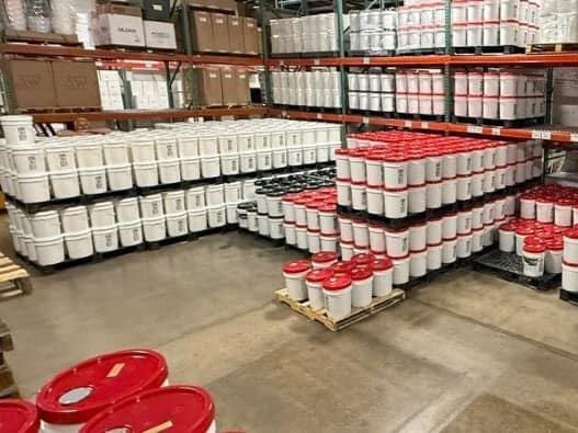 Example of large quantity of in-stock coatings