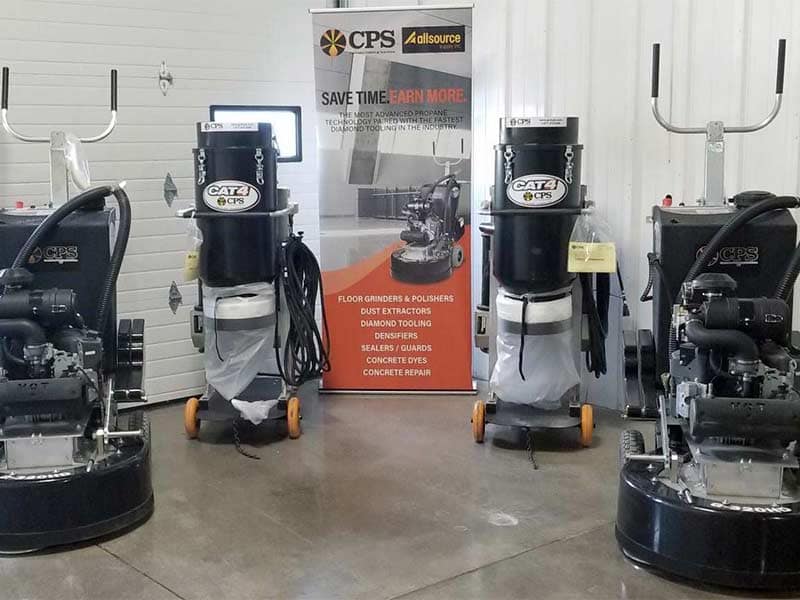 Grinders, polishers, dust extractors and other concrete floor equipment.