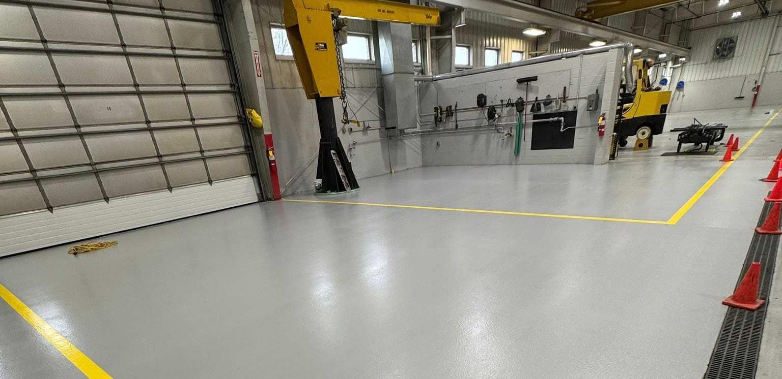 Industrial space with a floor coating.
